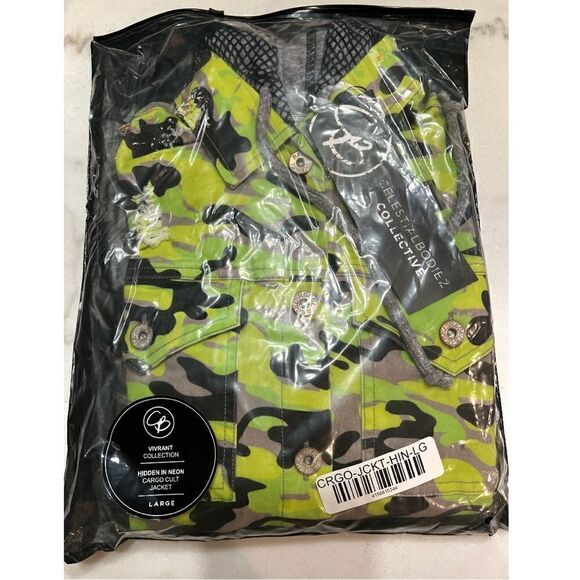 Celestial Bodiez NWT Cargo Cult Jacket in Hidden in Neon Camo Print Size Large - Picture 6 of 7